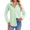 imagesiliteelon Womens Button Down Shirts Long Sleeve Collared Office Work Blouses Tops with Pocket Oxford ShirtsGreen