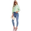 imagesiliteelon Womens Button Down Shirts Long Sleeve Collared Office Work Blouses Tops with Pocket Oxford ShirtsGreen