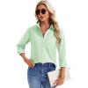imagesiliteelon Womens Button Down Shirts Long Sleeve Collared Office Work Blouses Tops with Pocket Oxford ShirtsGreen