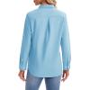 imagesiliteelon Womens Button Down Shirts Long Sleeve Collared Office Work Blouses Tops with Pocket Oxford ShirtsLake Blue