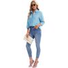 imagesiliteelon Womens Button Down Shirts Long Sleeve Collared Office Work Blouses Tops with Pocket Oxford ShirtsLake Blue