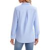 imagesiliteelon Womens Button Down Shirts Long Sleeve Collared Office Work Blouses Tops with Pocket Oxford ShirtsLight Blue