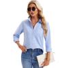 imagesiliteelon Womens Button Down Shirts Long Sleeve Collared Office Work Blouses Tops with Pocket Oxford ShirtsLight Blue