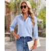 imagesiliteelon Womens Button Down Shirts Long Sleeve Collared Office Work Blouses Tops with Pocket Oxford ShirtsLight Blue