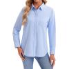 imagesiliteelon Womens Button Down Shirts Long Sleeve Collared Office Work Blouses Tops with Pocket Oxford ShirtsLight Blue