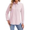 imagesiliteelon Womens Button Down Shirts Long Sleeve Collared Office Work Blouses Tops with Pocket Oxford ShirtsLight Pink