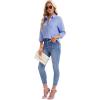 imagesiliteelon Womens Button Down Shirts Long Sleeve Collared Office Work Blouses Tops with Pocket Oxford ShirtsMedium Blue