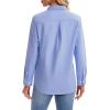 imagesiliteelon Womens Button Down Shirts Long Sleeve Collared Office Work Blouses Tops with Pocket Oxford ShirtsMedium Blue