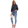 imagesiliteelon Womens Button Down Shirts Long Sleeve Collared Office Work Blouses Tops with Pocket Oxford ShirtsNavy Blue