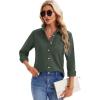 imagesiliteelon Womens Button Down Shirts Long Sleeve Collared Office Work Blouses Tops with Pocket Oxford ShirtsOlive Green