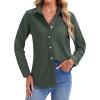imagesiliteelon Womens Button Down Shirts Long Sleeve Collared Office Work Blouses Tops with Pocket Oxford ShirtsOlive Green