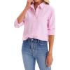 imagesiliteelon Womens Button Down Shirts Long Sleeve Collared Office Work Blouses Tops with Pocket Oxford ShirtsPink Stripes