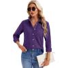 imagesiliteelon Womens Button Down Shirts Long Sleeve Collared Office Work Blouses Tops with Pocket Oxford ShirtsPurple 02