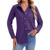 imagesiliteelon Womens Button Down Shirts Long Sleeve Collared Office Work Blouses Tops with Pocket Oxford ShirtsPurple 02