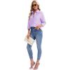 imagesiliteelon Womens Button Down Shirts Long Sleeve Collared Office Work Blouses Tops with Pocket Oxford ShirtsPurple
