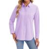 imagesiliteelon Womens Button Down Shirts Long Sleeve Collared Office Work Blouses Tops with Pocket Oxford ShirtsPurple