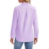 imagesiliteelon Womens Button Down Shirts Long Sleeve Collared Office Work Blouses Tops with Pocket Oxford ShirtsPurple