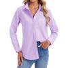 imagesiliteelon Womens Button Down Shirts Long Sleeve Collared Office Work Blouses Tops with Pocket Oxford ShirtsPurple