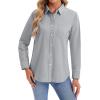 imagesiliteelon Womens Button Down Shirts Long Sleeve Collared Office Work Blouses Tops with Pocket Oxford ShirtsSmoky Gray