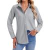 imagesiliteelon Womens Button Down Shirts Long Sleeve Collared Office Work Blouses Tops with Pocket Oxford ShirtsSmoky Gray