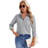 imagesiliteelon Womens Button Down Shirts Long Sleeve Collared Office Work Blouses Tops with Pocket Oxford ShirtsSmoky Gray
