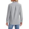 imagesiliteelon Womens Button Down Shirts Long Sleeve Collared Office Work Blouses Tops with Pocket Oxford ShirtsSmoky Gray