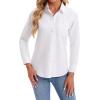 imagesiliteelon Womens Button Down Shirts Long Sleeve Collared Office Work Blouses Tops with Pocket Oxford ShirtsWhite