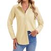imagesiliteelon Womens Button Down Shirts Long Sleeve Collared Office Work Blouses Tops with Pocket Oxford ShirtsYellow