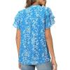 imagesiliteelon Womens Summer Tops V Neck Ruffle Short Sleeve Dressy Casual Business Work Blouses Cute Flowy Chiffon Office ShirtBlue White Floral