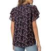 imagesiliteelon Womens Summer Tops V Neck Ruffle Short Sleeve Dressy Casual Business Work Blouses Cute Flowy Chiffon Office ShirtBrown Orange Floral