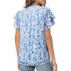 imagesiliteelon Womens Summer Tops V Neck Ruffle Short Sleeve Dressy Casual Business Work Blouses Cute Flowy Chiffon Office ShirtLight Blue Floral
