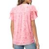 imagesiliteelon Womens Summer Tops V Neck Ruffle Short Sleeve Dressy Casual Business Work Blouses Cute Flowy Chiffon Office ShirtRed Pink Floral
