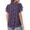 imagesiliteelon Womens Summer Tops V Neck Ruffle Short Sleeve Dressy Casual Business Work Blouses Cute Flowy Chiffon Office ShirtRed Purple Floral