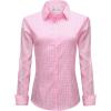 imagesiliteelon Womens Plaid Dress Shirts Long Sleeve Button Down WrinkleFree Stretch Solid Casual Work Office Blouse TopPlaid Pink  White