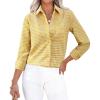 imagesiliteelon Womens Plaid Shirts Long Sleeve Button Down Dress Shirts Lightweight Casual Work Office Collared Blouse TopYellow Plaid