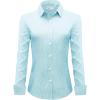 imagesiliteelon Womens Stripe Dress Shirts Long Sleeve Button Down WrinkleFree Stretch Solid Casual Work Office Blouse TopLake Blue Pinstripe