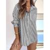imagesiliteelon Striped Button Down Shirts for Women Dress Shirts Long Sleeve Casual Collared Office Work Shirt with PocketBlack