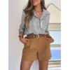 imagesiliteelon Striped Button Down Shirts for Women Dress Shirts Long Sleeve Casual Collared Office Work Shirt with PocketBlack