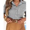 imagesiliteelon Striped Button Down Shirts for Women Dress Shirts Long Sleeve Casual Collared Office Work Shirt with PocketBlack