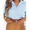 imagesiliteelon Striped Button Down Shirts for Women Dress Shirts Long Sleeve Casual Collared Office Work Shirt with PocketBlue