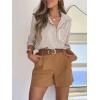 imagesiliteelon Striped Button Down Shirts for Women Dress Shirts Long Sleeve Casual Collared Office Work Shirt with PocketBrown