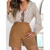 imagesiliteelon Striped Button Down Shirts for Women Dress Shirts Long Sleeve Casual Collared Office Work Shirt with PocketBrown
