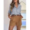 imagesiliteelon Striped Button Down Shirts for Women Dress Shirts Long Sleeve Casual Collared Office Work Shirt with PocketDark Blue