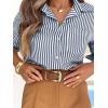 imagesiliteelon Striped Button Down Shirts for Women Dress Shirts Long Sleeve Casual Collared Office Work Shirt with PocketDark Blue