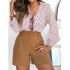 imagesiliteelon Striped Button Down Shirts for Women Dress Shirts Long Sleeve Casual Collared Office Work Shirt with PocketDark Pink