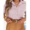 imagesiliteelon Striped Button Down Shirts for Women Dress Shirts Long Sleeve Casual Collared Office Work Shirt with PocketDark Pink