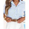 imagesiliteelon Striped Button Down Shirts for Women Dress Shirts Long Sleeve Casual Collared Office Work Shirt with PocketDenim Blue