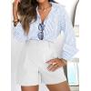 imagesiliteelon Striped Button Down Shirts for Women Dress Shirts Long Sleeve Casual Collared Office Work Shirt with PocketDenim Blue