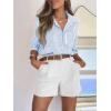 imagesiliteelon Striped Button Down Shirts for Women Dress Shirts Long Sleeve Casual Collared Office Work Shirt with PocketDenim Blue