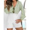 imagesiliteelon Striped Button Down Shirts for Women Dress Shirts Long Sleeve Casual Collared Office Work Shirt with PocketGrass Green